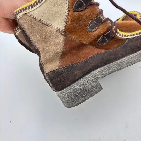 Vintage Fur Suede Quilted Moccasin Boots Moc Toe Women's 6 Made in Italy - Picture 12 of 14